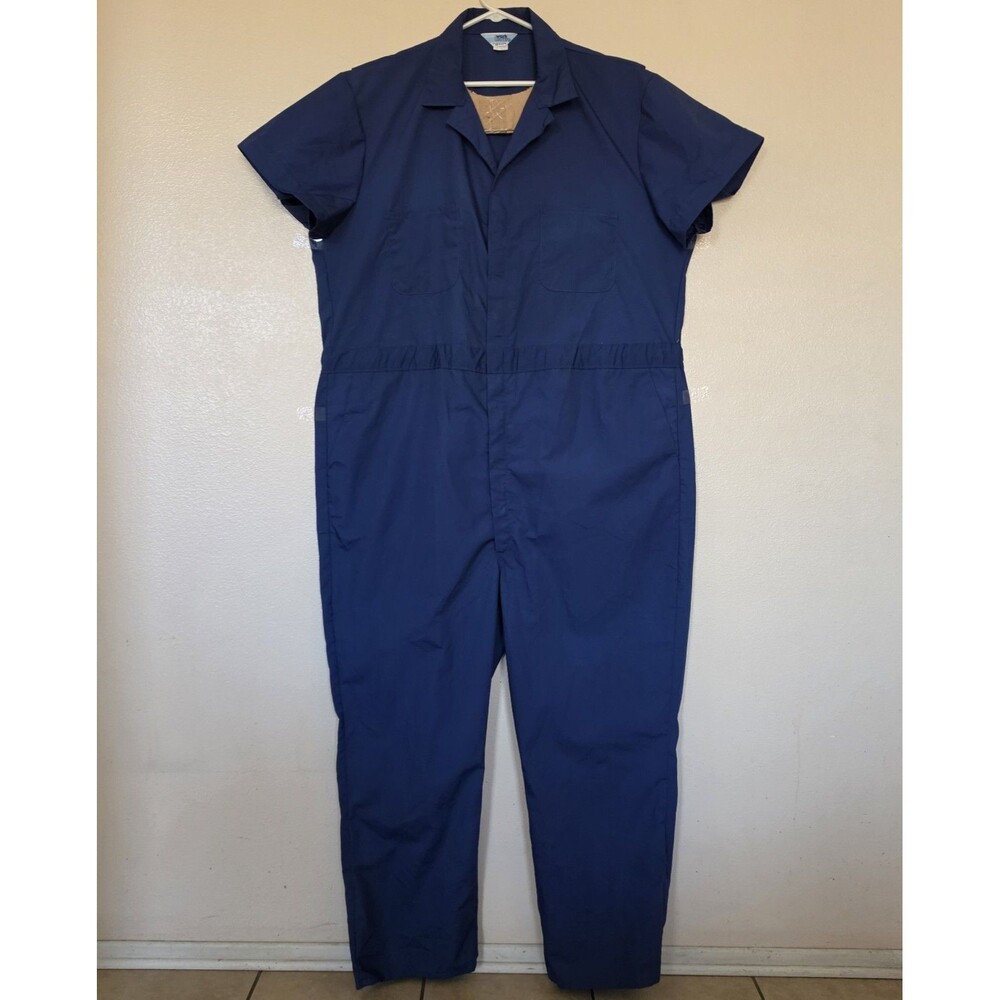 Vintage Sears Work Leisure Coveralls Men's Size 52 Regular Short Sleeve Blue EUC